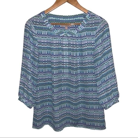 Banana Republic Blue and Green Blouse - Picture 1 of 9